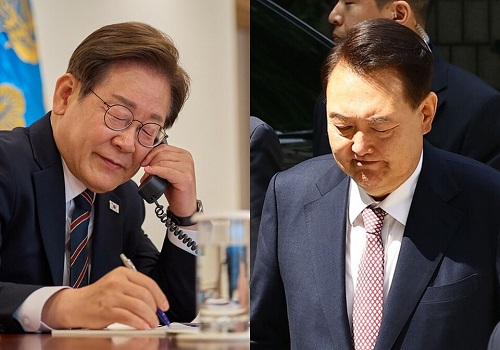 李在明大統領（左）と尹錫悦前大統領