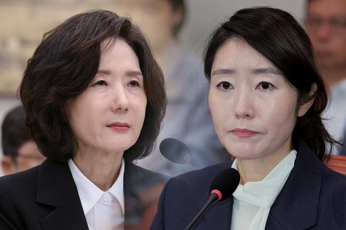 イ・ジンスク候補（左）とカン・ソヌ候補