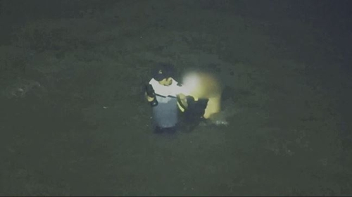 老人を救助している様子